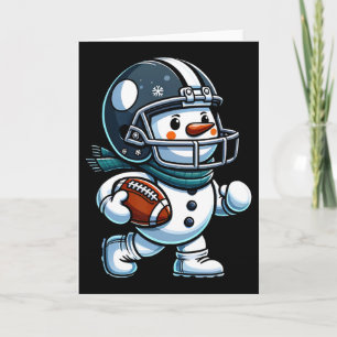 Cartão Jogador de futebol Cute Snowman Ki de Natal