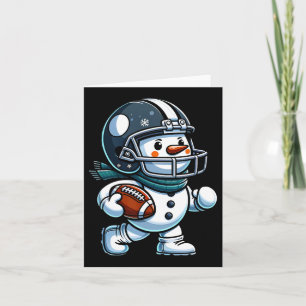 Cartão Jogador de futebol Cute Snowman Ki de Natal