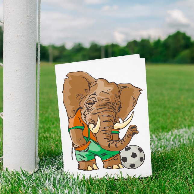Cartão Jogador de futebol de elefante - Animal de esporte (Criador carregado)