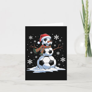 Cartão Jogador de futebol do Snowman Santa Hábito Natal F
