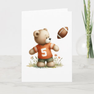 Cartão Jogador de futebol do Urso de Teddy em Orange Jers