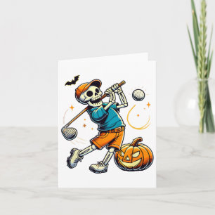 Cartão Jogador de Golfe Golfista do Skeleton do Halloween