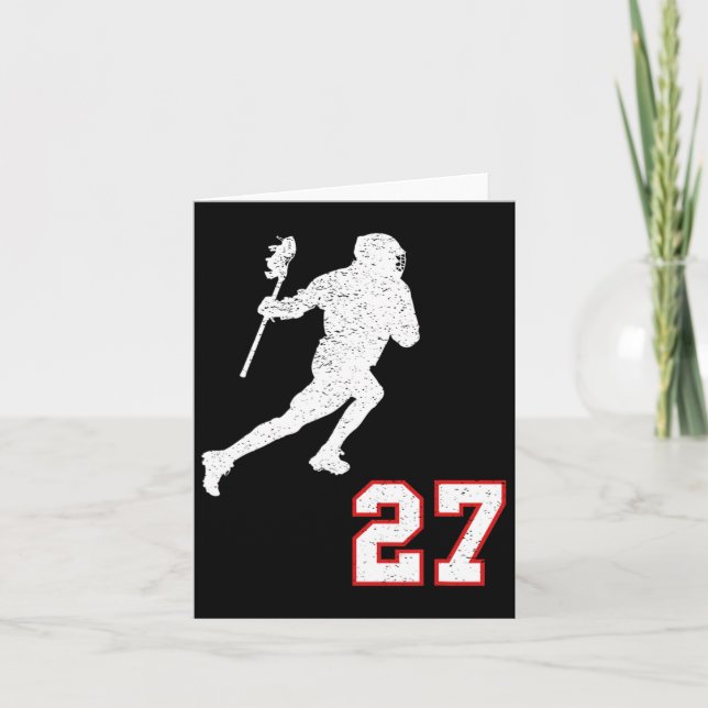 Cartão Jogador De Lacrosse Número 27 Para Ventiladores De (Frente)