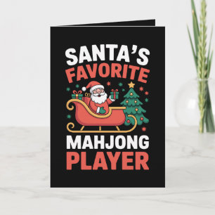 Cartão Jogador de Mahjong Favorito do Papai Noel Trenó de
