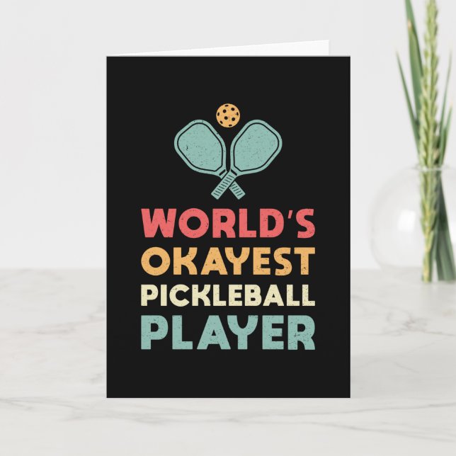 Cartão Jogador de Pickleball Retro do Mundo mais Okayest (Frente)
