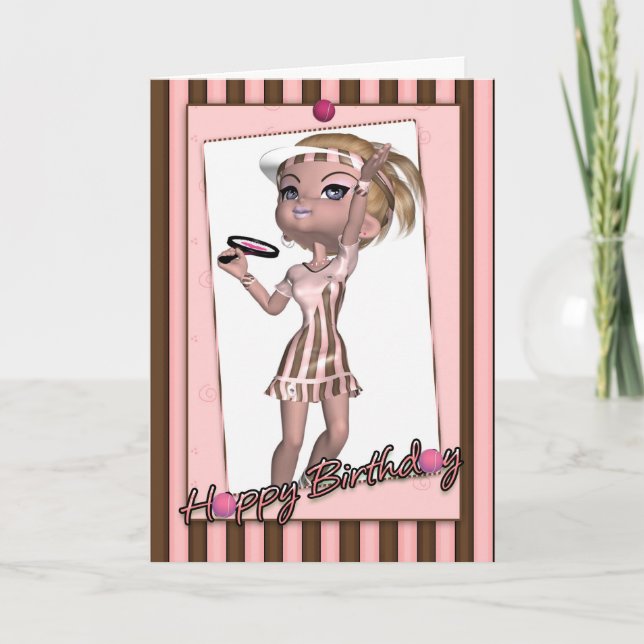 Cartão Jogador de Tênis da placa de aniversário - Adolesc (Frente)