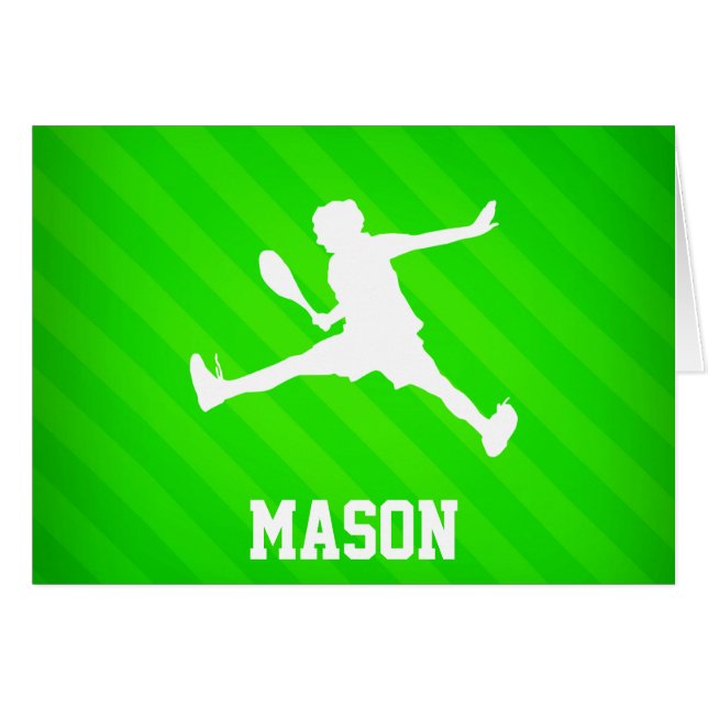 Cartão Jogador de tênis; faixas verdes de neon (Frente horizontal)