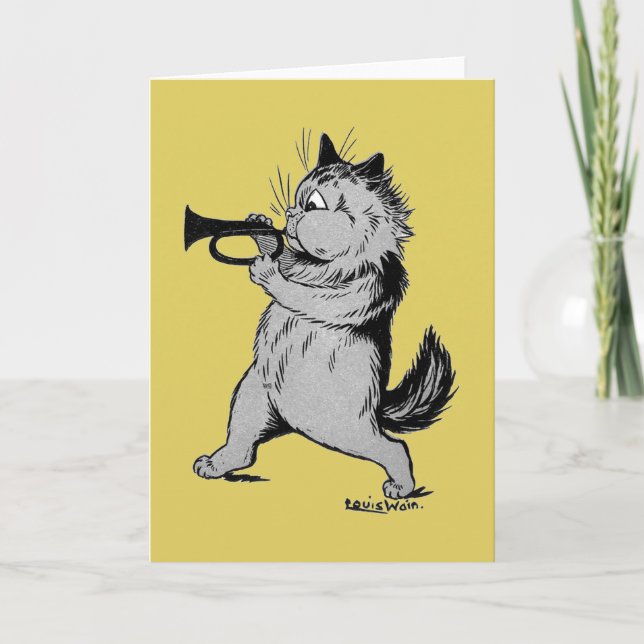 Cartão Jogador de Trompete (Trompeter) Cat, Louis Wain (Frente)