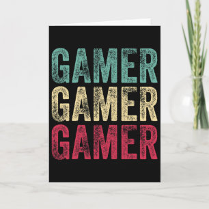 Cartão Jogador de Video Game Gamer Retro Vintage Meninos 