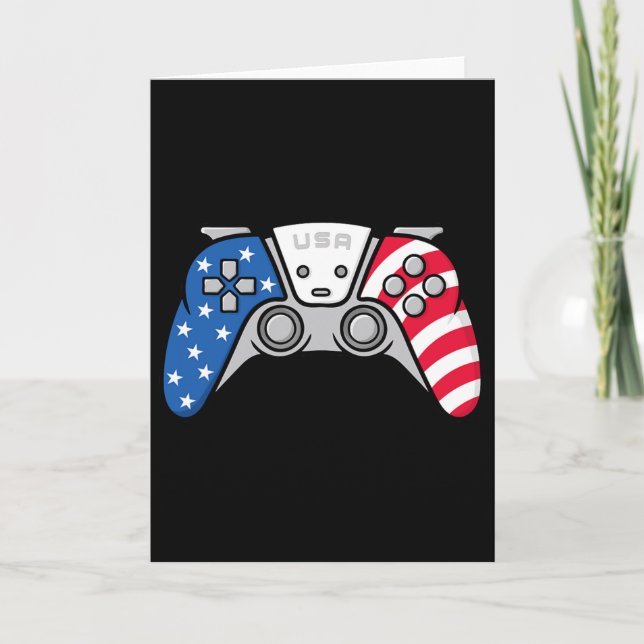 Cartão Jogador Jogo De Video Gamepad 4 De Julho EUA Ameri (Frente)