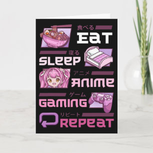 Cartão Jogador Jogos de Vídeo Divertidos Anime Dormir Com