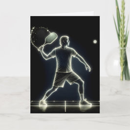 Cartão Jogador Neon Pickleball no aniversário