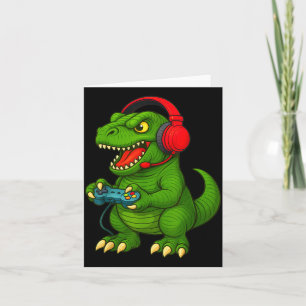 Cartão Jogador T Rex Dinossauro Video Games Meninos Adole
