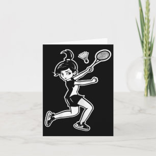 Cartão Jogadora de Cartoon Badminton Mulher Shuttle