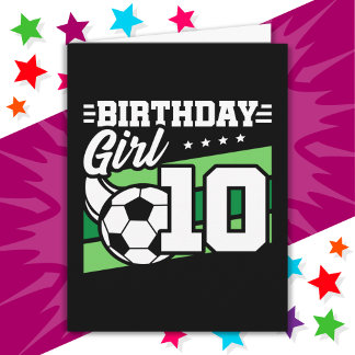 Cartão Jogadora de futebol de 10 anos, 10ª garota de aniv