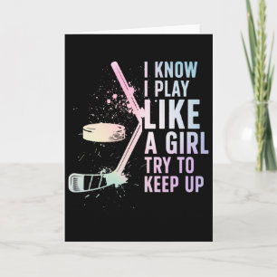 Cartão Jogadora de Hóquei no Gelo Like A Girl Menina de H