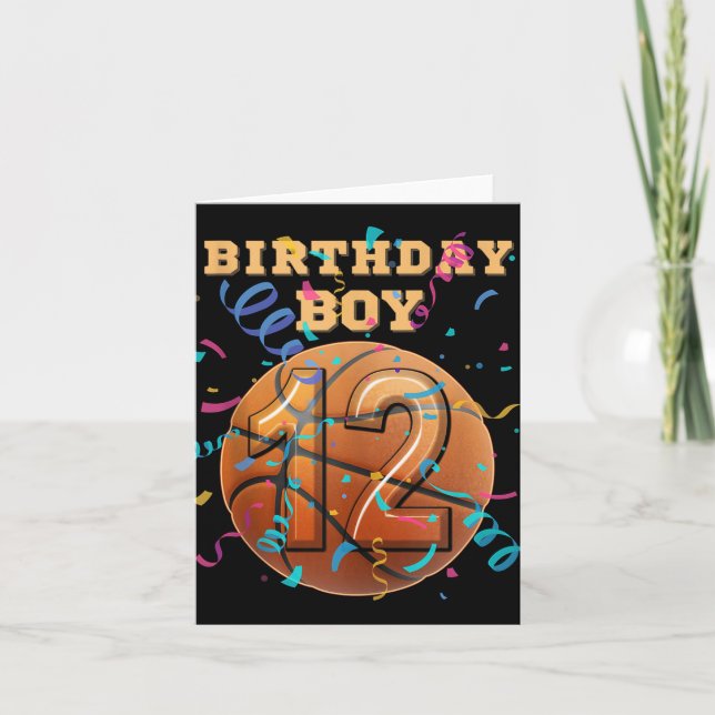 Cartão Jogadores De Basquete De 12 Birthday Boy De 12 Ano (Frente)