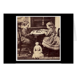 Cartão Jogando o vintage Stereoview dos dominós