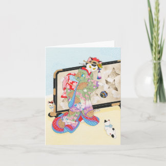 Cartão Jogo com gatos Ukiyoe Notecard Moussart