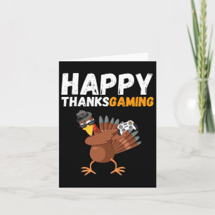 Cartão Jogo de Ação de Graças Dabbing Turkey Pergrim Boy
