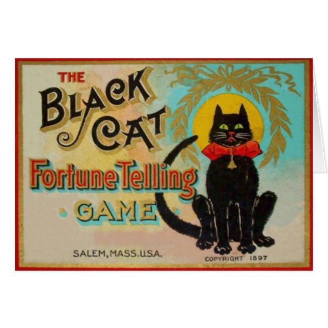 Cartão Jogo de Advinhação do Gato Preto (Frente Horizontal)