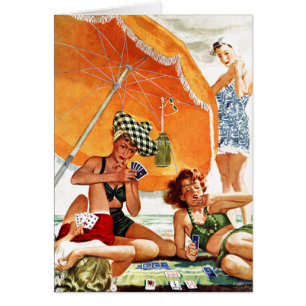 Cartão Jogo de cartas na praia por Alex Ross