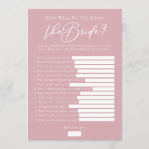 Cartão Jogo de Chuva de Fatos da Noiva Rosa Descargável