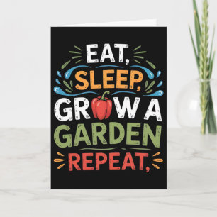Cartão Jogo Divertido Comer Dormir Cultivar Um Jardim Rep