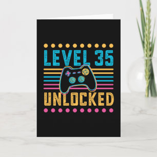 Cartão Jogo Nível 35 Desbloqueado 35 Aniversário Gamer 