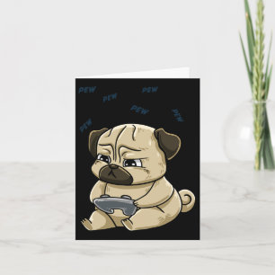 Cartão Jogo Pug Pew Gamepad Cute Hob