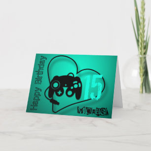 Cartão Jogos coração 15 Aniversário personalizado Saudaçã