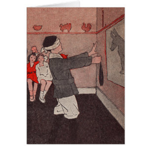 Cartão Jogos de partido do vintage - Pin a cauda no asno