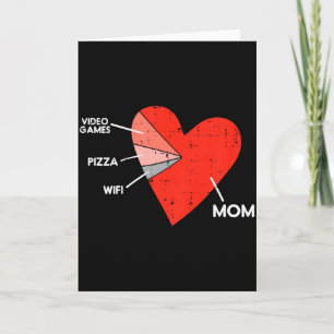 Cartão Jogos de Vídeo Pizza Wifi Mamãe Coração Criança Be