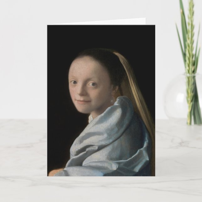 Cartão Johannes Vermeer - Estudo de uma Jovem Mulher (Frente)