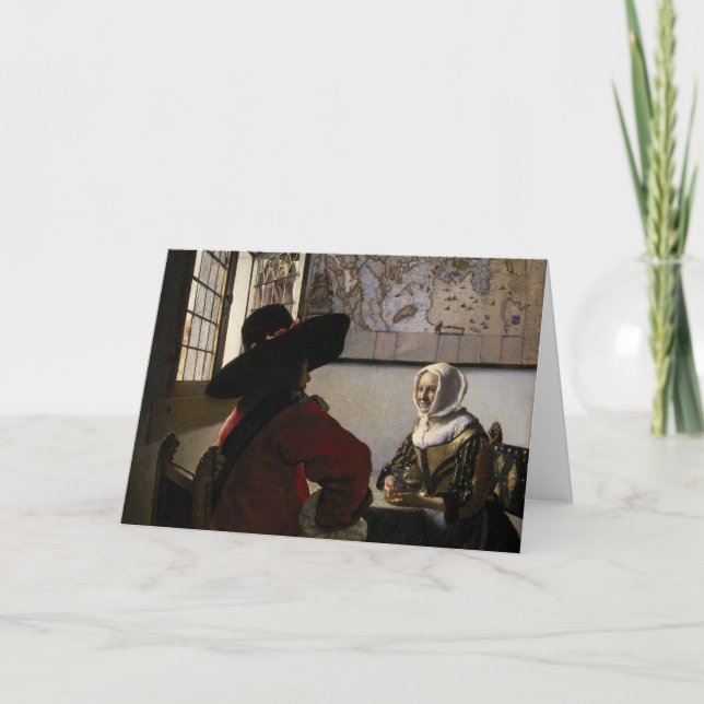 Cartão Johannes Vermeer - Oficial com uma Garota Rindo (Frente)