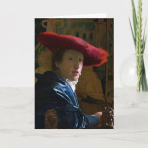 Cartão Johannes Vermeer - Rapariga com Chapéu Vermelho