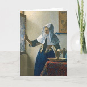 Cartão Johannes Vermeer Young Woman com Água Pitcher