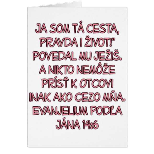 Cartão John 14:6 Eslovaco (Frente)