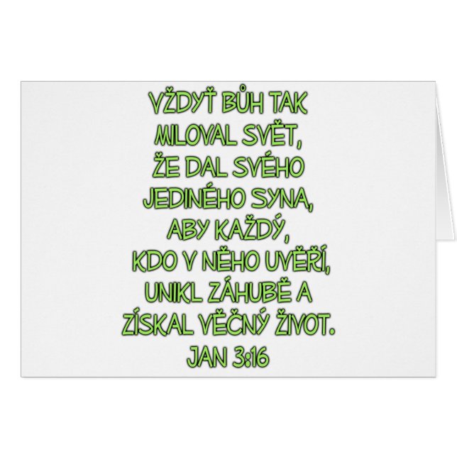 Cartão John 3:16 Checo (Frente Horizontal)