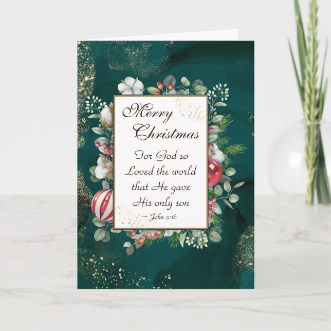 Cartão John.3:16 Deus tão Amado do Mundo, Natal (Frente)