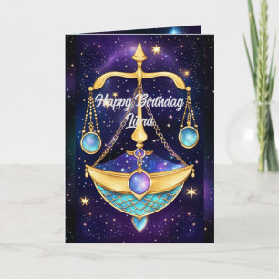 Cartão Joia Personalizada Galáxia Zodíaco Libra
