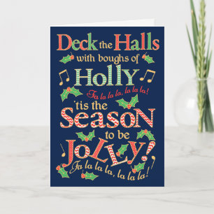 Cartão Jolly Christmas Deck the Halls com Holly