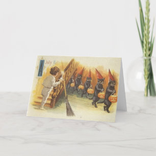 Cartão Jolly Halloween Cats Trick or Treating