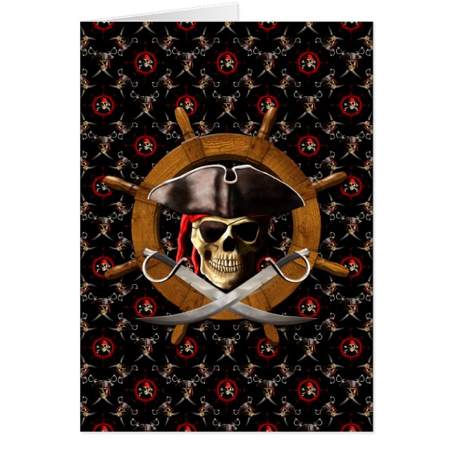 Cartão Jolly Roger Pirate Wheel (Frente)