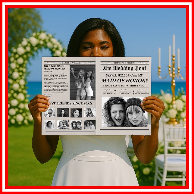 Cartão Jornal de Proposta da madrinha de casamento Brides (Criador carregado)