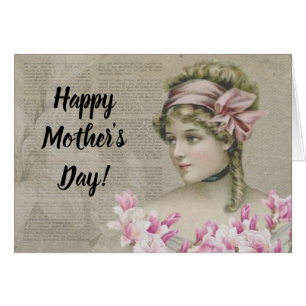 Cartão Jornal Vitoriano Steampunk Lady Pink