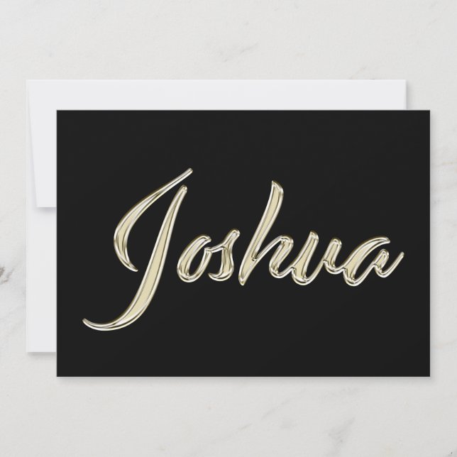 Cartão Joshua Name white gold Handwriting Karte (Frente)