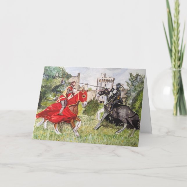 Cartão Joust medieval contra um Vazio do Castelo (Frente)