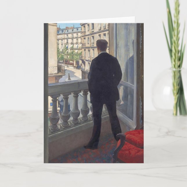 Cartão Jovem em sua janela por Gustave Caillebotte (Frente)