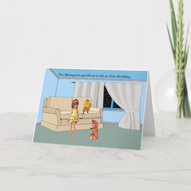 Cartão Jovem Formadora de Cachorro Tendo Aniversário (Frente)